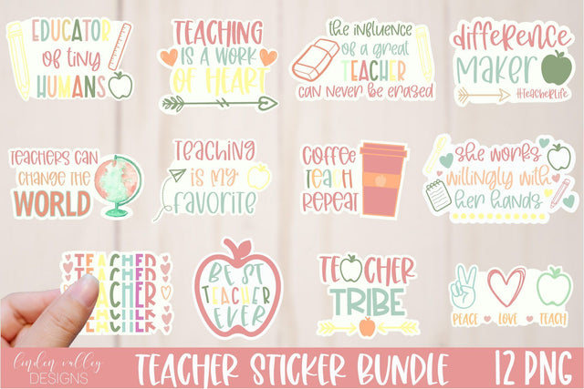 Teacher Sticker Mini Bundle-Funny Teacher PNG Bundle Sublimation Linden Valley Designs 