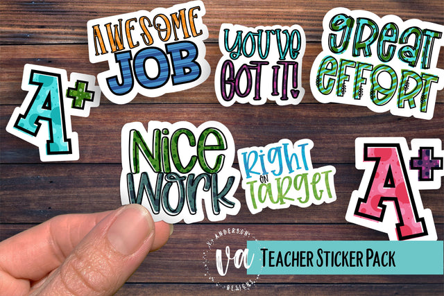 Teacher Sticker Pack PNGs SVG V. Anderson Designs 