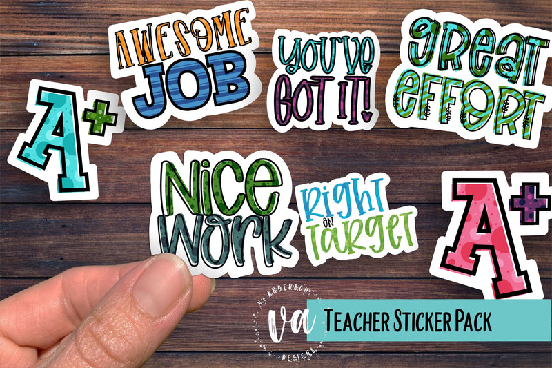 Teacher Sticker Pack PNGs SVG V. Anderson Designs 
