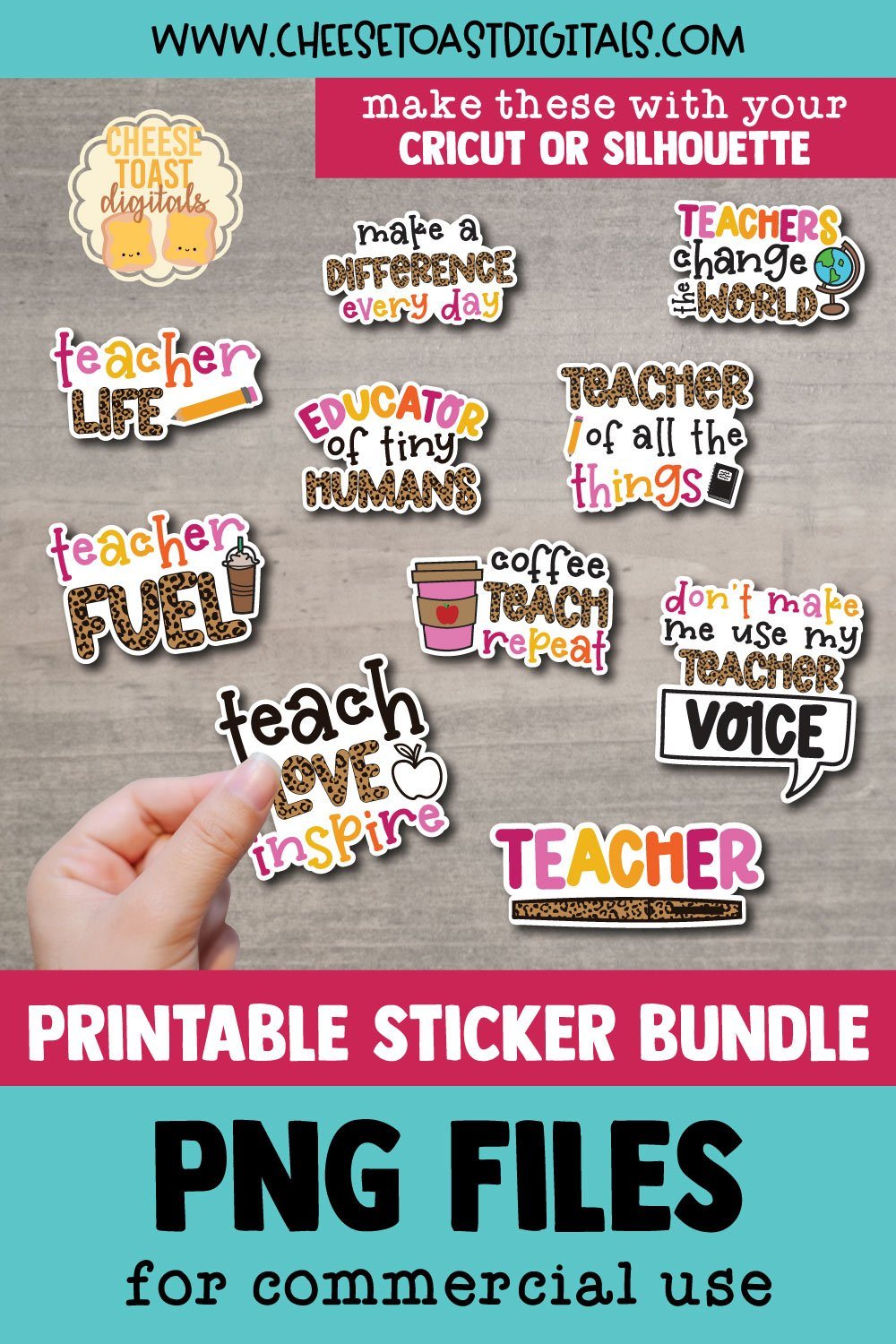 Teacher Stickers Bundle | 10 Leopard Print Sticker Designs - So Fontsy