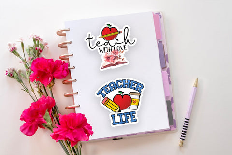 Teacher Stickers Bundle I Printable Teacher Stickers PNG Sublimation Happy Printables Club 