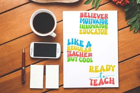 Teacher Stickers Bundle I Printable Teacher Stickers PNG Sublimation Happy Printables Club 