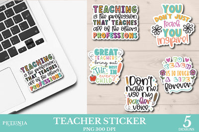 Teacher Stickers Bundle | Printable Sticker Bundle Sublimation Petunia Digital Design 