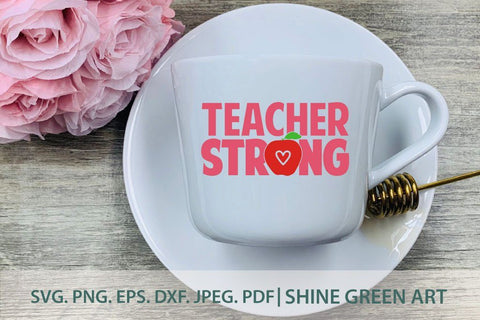 Teacher Strong Apple Heart SVG SVG Shine Green Art 