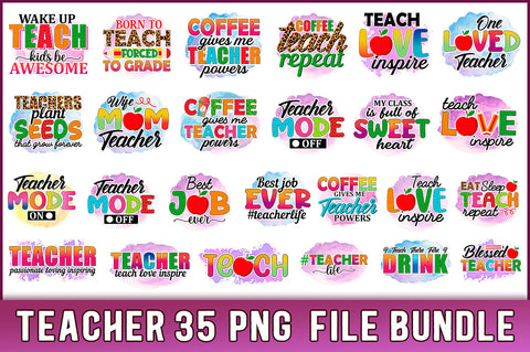 Teacher Sublimation Bundle, 35 PNG Files SVG Shetara Begum 