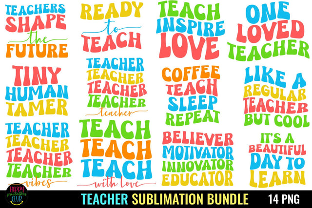 Teacher Sublimation Bundle I Teacher Shirt PNG Bundle Sublimation Happy Printables Club 