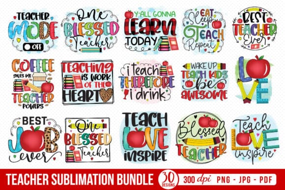 Teacher Sublimation Bundle Sublimation CraftLabSVG 