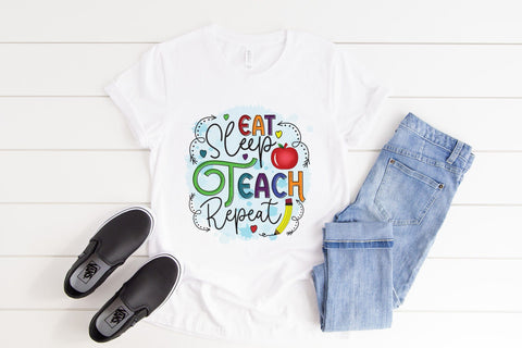 Teacher Sublimation Design, Eat Sleep Teach Repeat Sublimation CraftLabSVG 