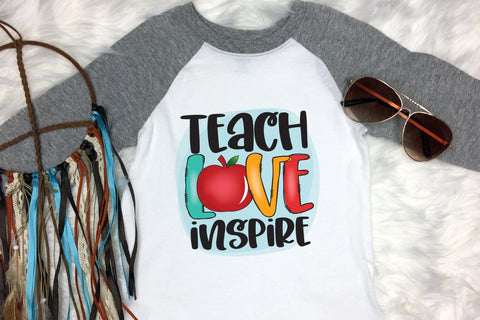 Teacher Sublimation Design - Teach Love Inspire PNG Sublimation CraftLabSVG 
