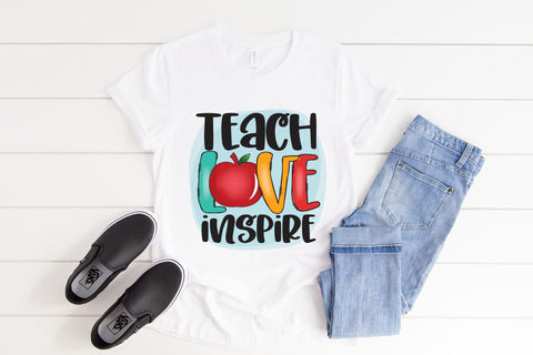 Teacher Sublimation Design - Teach Love Inspire PNG Sublimation CraftLabSVG 