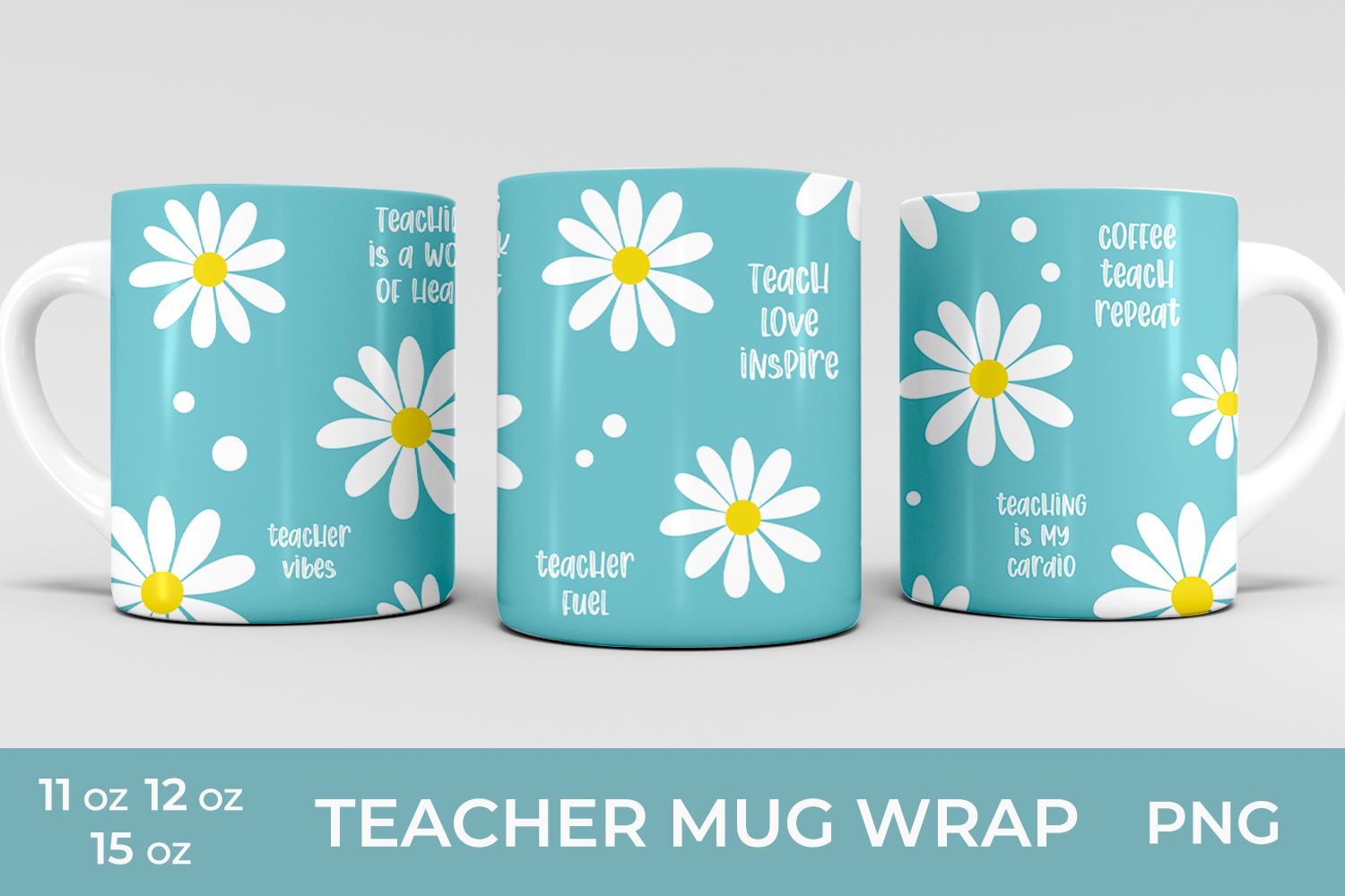 Teacher Fuel - Sublimation Coffee Mug Wrap - PNG Design