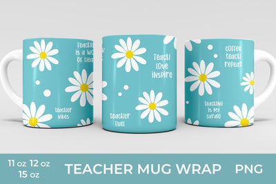 Teacher sublimation mug wrap 11 oz 15 oz 12 oz Sublimation KMarinaDesign 