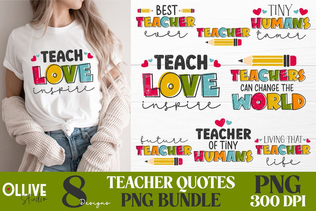 Teacher Sublimation PNG Bundle | Teacher PNG Bundle SVG Ollive Studio 