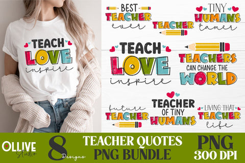 Teacher Sublimation PNG Bundle | Teacher PNG Bundle SVG Ollive Studio 