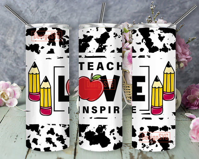 Teacher sublimation tumbler design png, Teach Love Inspire Sublimation Design, Crayon Tumbler PNG Instant Download Sublimation DesignSVG 