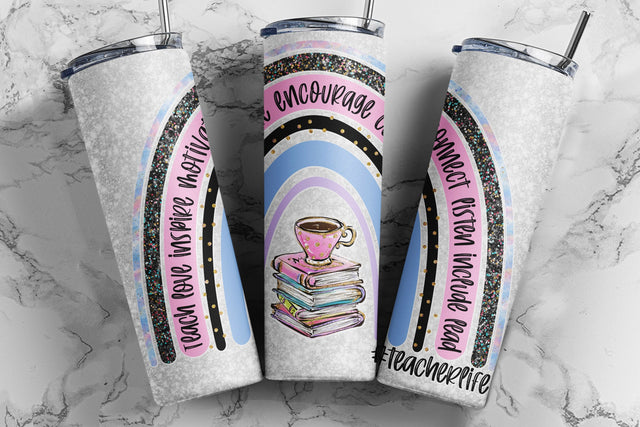 Teacher Sublimation Tumbler Designs, Teacher Appreciation 20oz Skinny Tumbler Wrap Template - PNG Digital Download Sublimation TumblersByPhill 