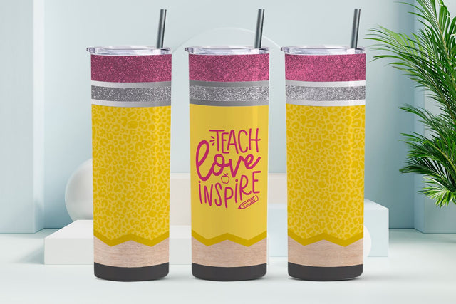 Teacher sublimation tumbler, Pencil tumbler, 20 oz skinny tumbler Sublimation KMarinaDesign 