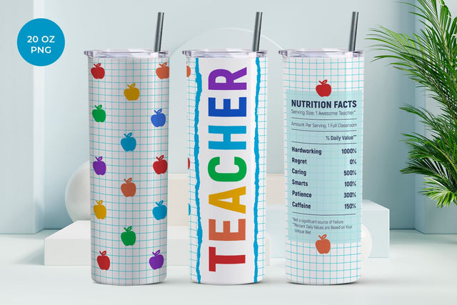Teacher sublimation tumbler wrap 20 oz skinny Sublimation KMarinaDesign 
