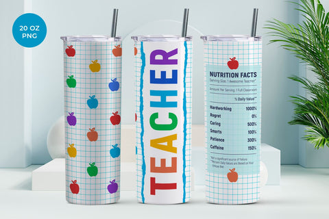 Teacher sublimation tumbler wrap 20 oz skinny Sublimation KMarinaDesign 