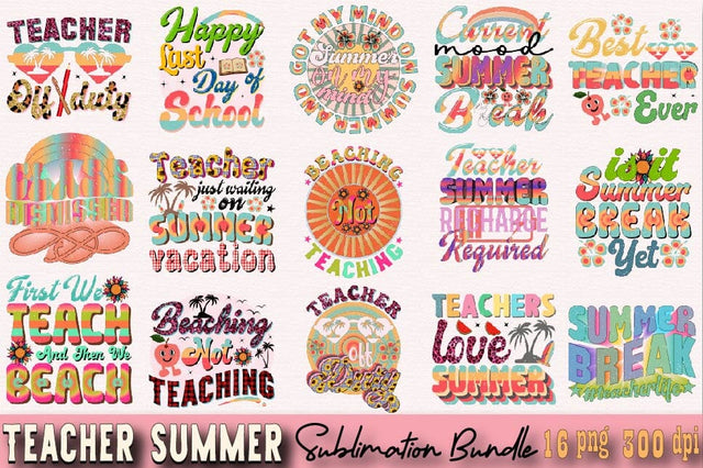 Teacher Summer Sublimation Design Bundle Sublimation SVGArt 
