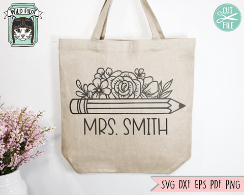 Teacher SVG, Back to School SVG, Teacher Gift SVG, Teacher Shirt svg, Floral Pencil svg, Flower Pencil svg, Teacher Life svg, School Supplies svg SVG Wild Pilot 