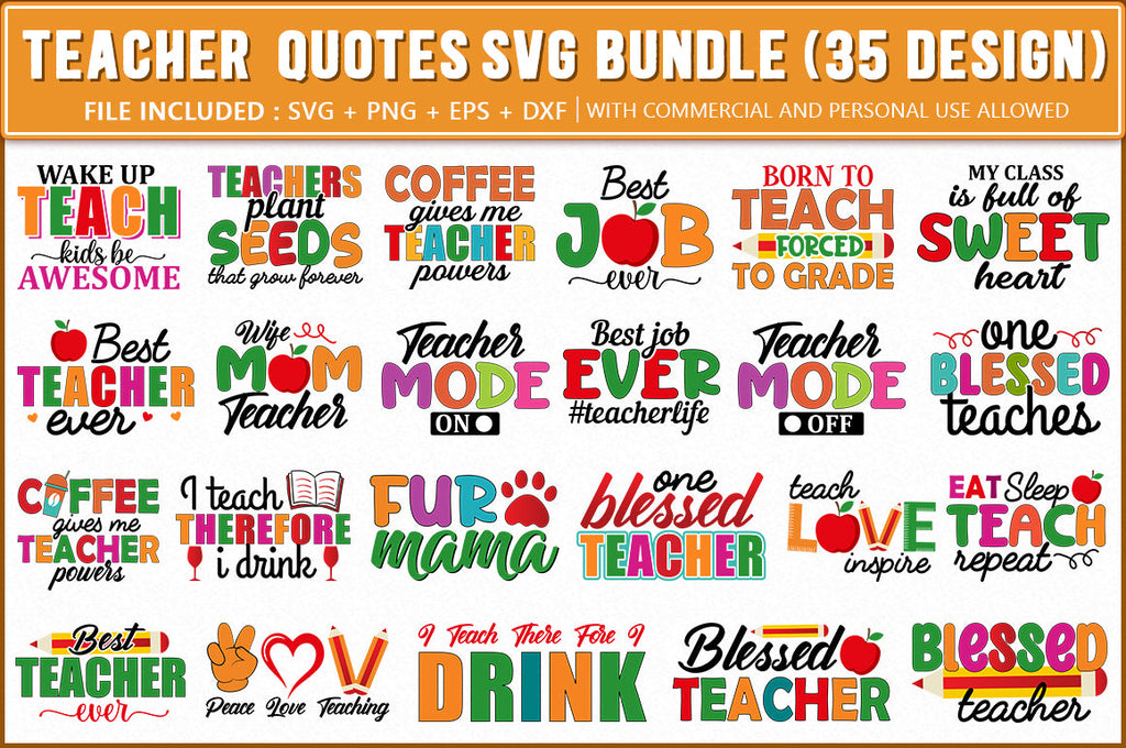 Teacher SVG Bundle, 35 Design - So Fontsy