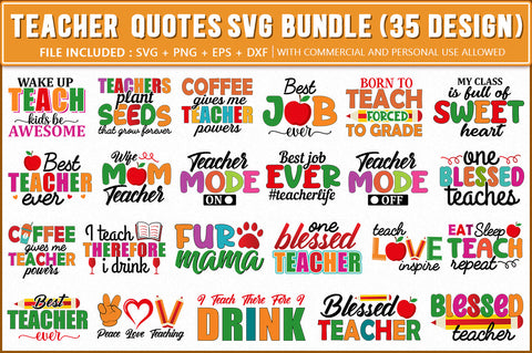 Teacher SVG Bundle, 35 Design - So Fontsy