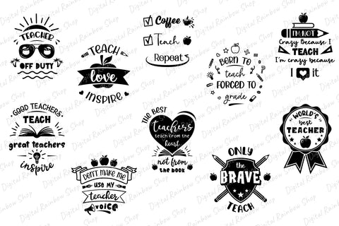 Teacher svg bundle, back to school svg bundle, teacher life SVG Digital Rainbow Shop 