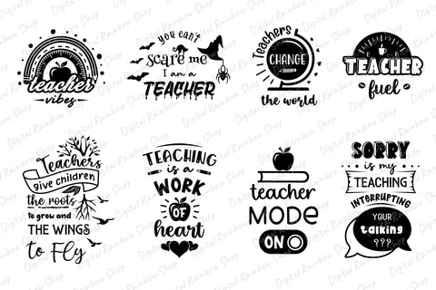 Teacher svg bundle, back to school svg bundle, teacher life SVG Digital Rainbow Shop 