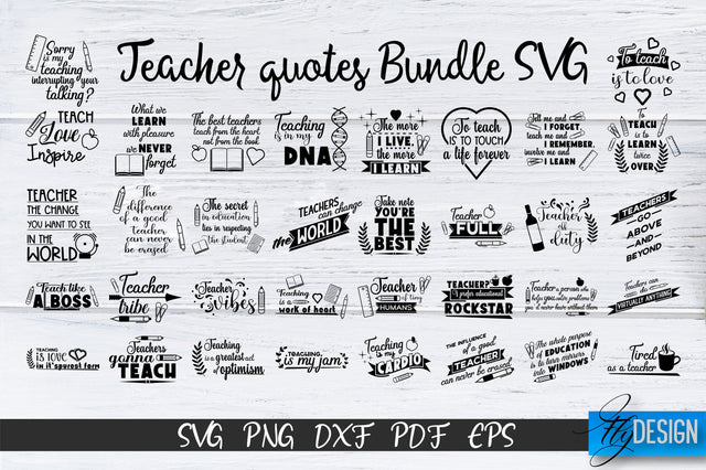 Teacher Svg Bundle. Back to school SVG. Teacher quotes vol.1 SVG Fly Design 