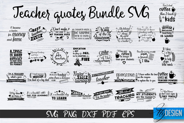 Teacher Svg Bundle. Back to school SVG. Teacher quotes vol.2 SVG Fly Design 