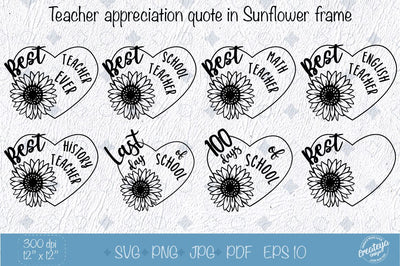 Teacher SVG bundle, Best Teacher ever appreciation quotes SVG Createya Design 
