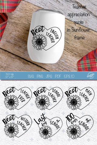 Teacher SVG bundle, Best Teacher ever appreciation quotes SVG Createya Design 