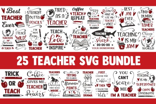 Teacher SVG Bundle, school svg, teach svg, teacher life svg, pencil svg, apple svg, back to school svg, kindergarten svg,blessed teacher svg SVG James 