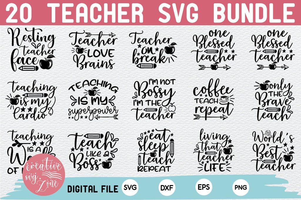 Teacher Svg Bundle - So Fontsy