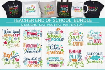 Teacher SVG Bundle | Teacher End Of School Summer Bundle SVG TatiStudio 