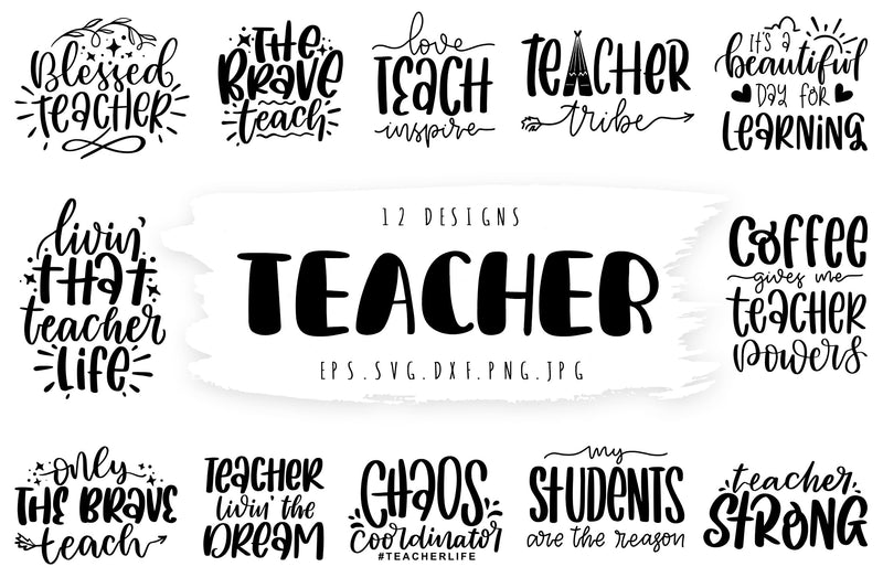 Teacher SVG Bundle Teacher Gift Quote - So Fontsy