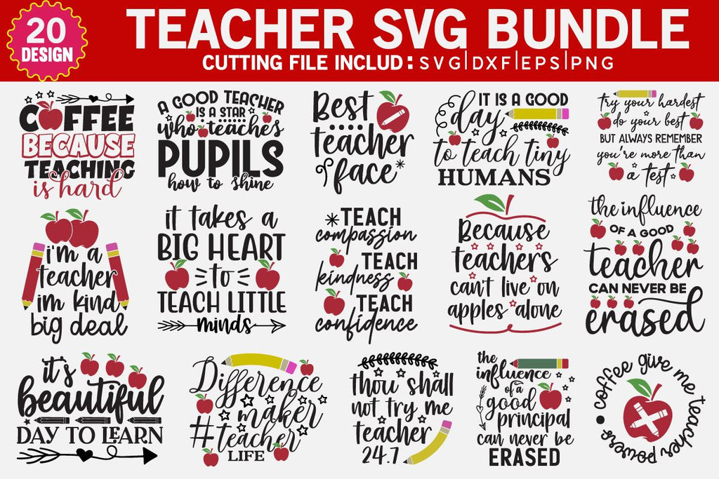 Teacher Svg Bundle, Teacher Quote Svg, Back to School Svg, Teacher ...