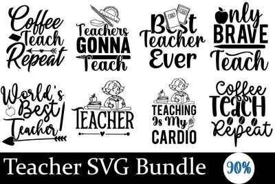 Teacher SVG Bundle, Teacher SVG Bundle Quotes SVG BlackCatsMedia 