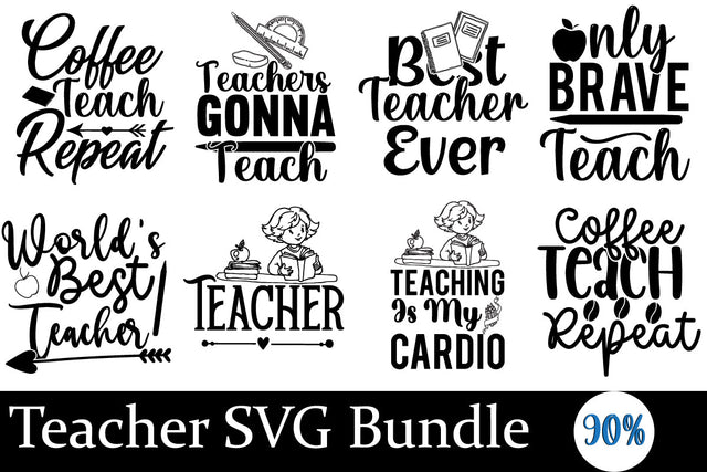 Teacher SVG Bundle, Teacher SVG Bundle Quotes SVG BlackCatsMedia 