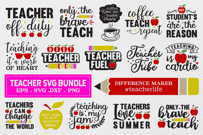 Teacher Svg Bundle, Teacher Svg, Funny Svg, School, Teacher, Shirt Svg, Last Day of School, Cut Files, Svg, Png, Dxf SVG md faruk hossain 