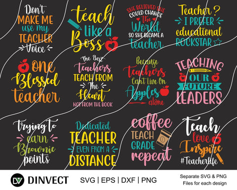 Teacher Svg Bundle, Teacher Svg, School SVG, Teach Svg, Teacher Svg Files, Back to School svg, Cricut, Silhouette, SVG, teacher png, teacher SVG Dinvect 