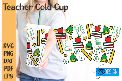 Teacher SVG Cold Cup | Teacher Wrap SVG | Cold cup Wrap SVG SVG Fly Design 