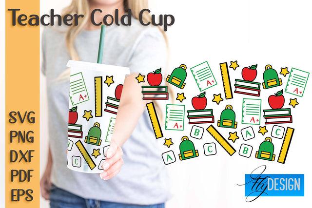 Teacher SVG Cold Cup | Teacher Wrap SVG | Cold cup Wrap SVG SVG Fly Design 