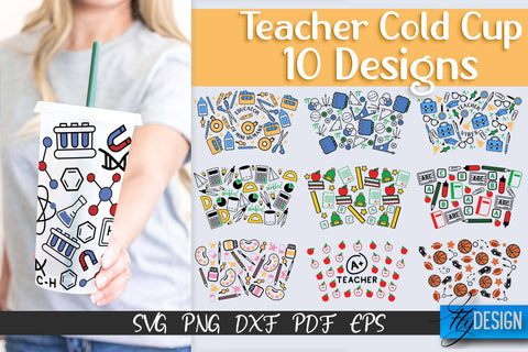 Teacher SVG Cold Cup | Teacher Wrap SVG | Cold cup Wrap SVG v.2 SVG Fly Design 