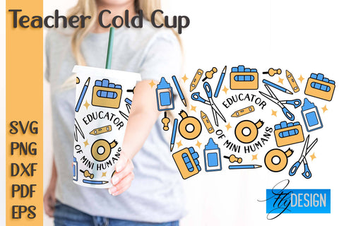 Teacher SVG Cold Cup | Teacher Wrap SVG | Cold cup Wrap SVG v.2 SVG Fly Design 