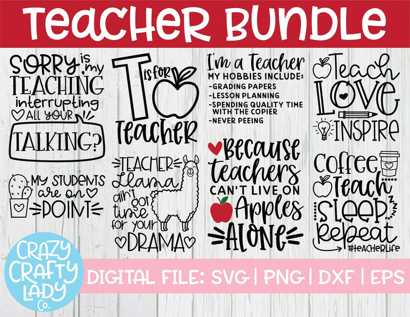 Teacher SVG Cut File Bundle - So Fontsy