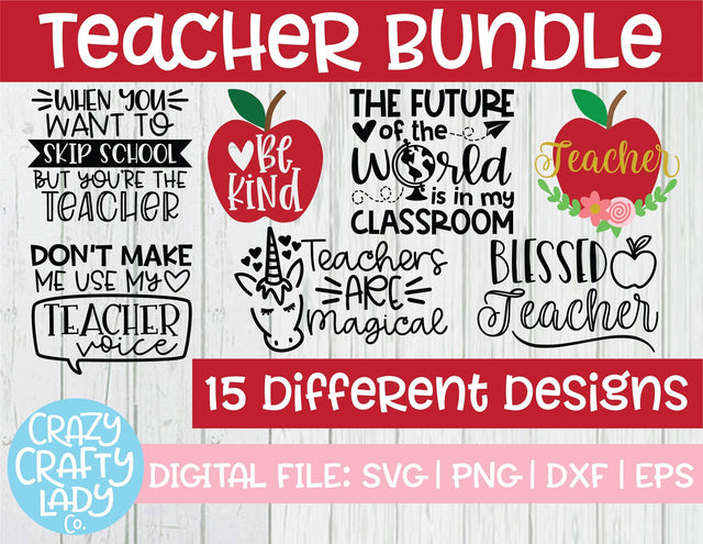 Teacher SVG Cut File Bundle SVG Crazy Crafty Lady Co. 