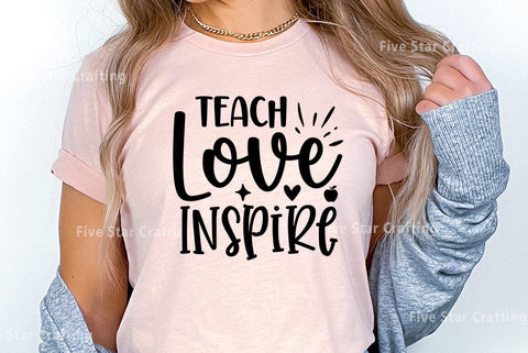 Teacher SVG Design, Teach Love Inspire SVG FiveStarCrafting 