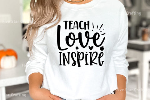 Teacher SVG Design, Teach Love Inspire SVG FiveStarCrafting 